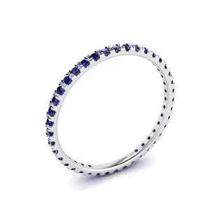 Anillo de eternidad de zafiros con pavé Riviera en oro blanco - Photo 3