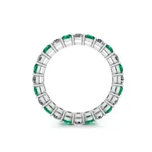 Anillo de eternidad clásico de diamantes y esmeraldas de 3 mm - Photo 1
