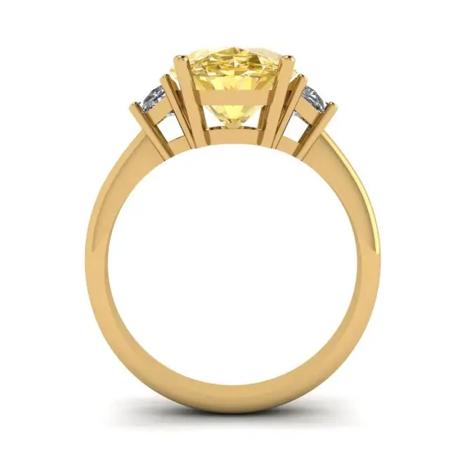 Anillo Diamante Amarillo Ovalado con Media Luna Lateral Diamantes Blancos Oro Amarillo - Photo 1