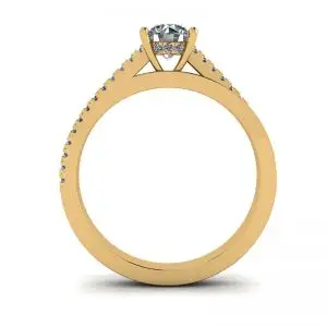 Anillo de compromiso con pavé lateral asimétrico en oro amarillo - Photo 1
