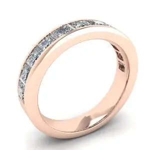 Anillo de eternidad con diamantes de talla princesa en oro rosa - Photo 3