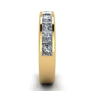 Anillo de eternidad con diamantes de talla princesa en oro amarillo - Photo 2
