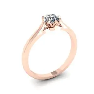Anillo de compromiso de diamantes de loto en oro rosa - Photo 3
