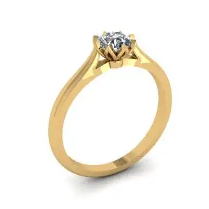 Anillo de compromiso de diamantes Lotus en oro amarillo - Photo 3
