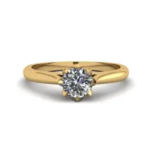 Anillo de compromiso de diamantes Lotus en oro amarillo