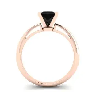 Anillo cuadrado de diamantes negros en oro rosa - Photo 1