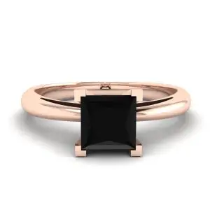 Anillo cuadrado de diamantes negros en oro rosa