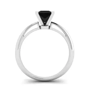 Anillo solitario de diamante negro de 1 quilate en oro blanco - Photo 1