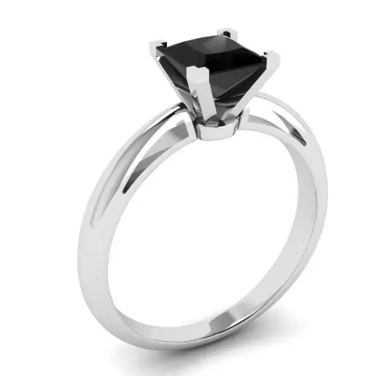 Anillo solitario de diamante negro de 1 quilate en oro blanco Estilo 3381W 1K Joyeria PIERRE entrega en Mexico
