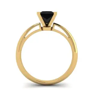 Anillo Cuadrado Diamante Negro Oro Amarillo - Photo 1