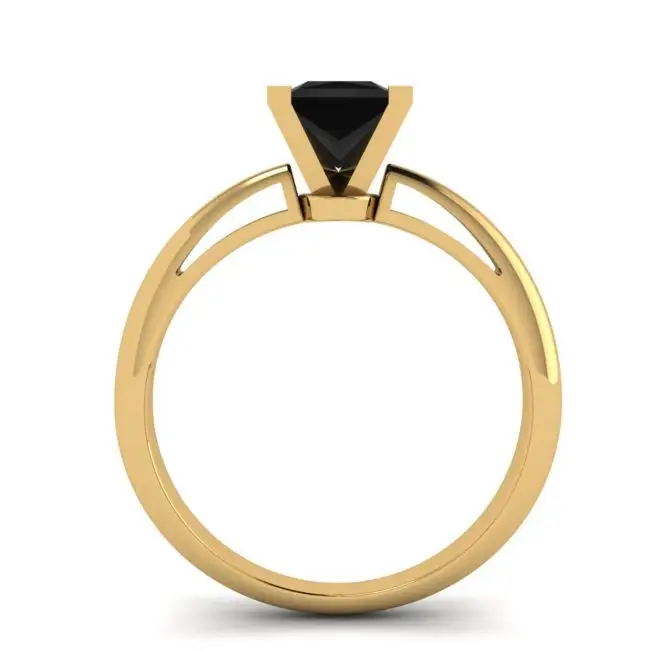 Anillo Cuadrado Diamante Negro Oro Amarillo - Photo 1