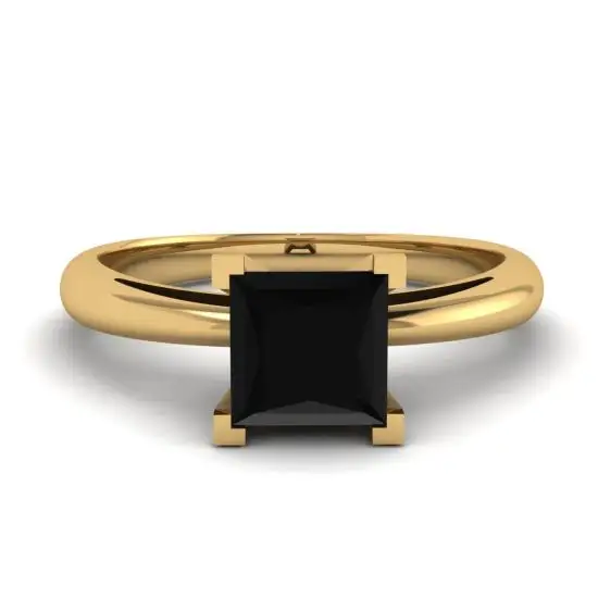 Anillo Cuadrado Diamante Negro Oro Amarillo Estilo 3381 Y Joyeria PIERRE entrega en Mexico