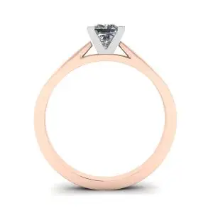 Anillo cuadrado de diamantes en oro blanco y rosa - Photo 1