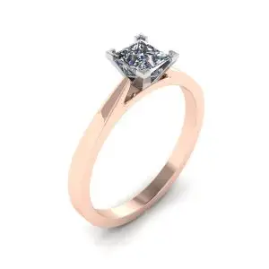 Anillo cuadrado de diamantes en oro blanco y rosa - Photo 3