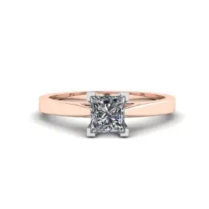 Anillo cuadrado de diamantes en oro blanco y rosa