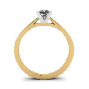 Anillo de estilo futurista con diamantes de talla princesa en oro amarillo - Photo 1