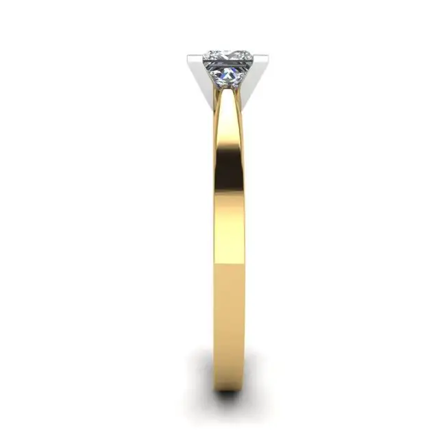 Anillo de estilo futurista con diamantes de talla princesa en oro amarillo - Photo 2