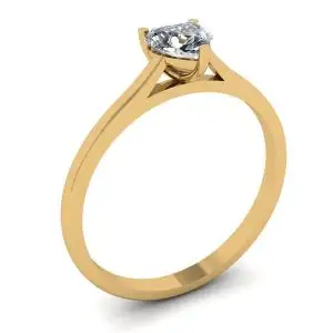 Anillo Plano Simple con Diamante Corazón Oro Amarillo - Photo 3