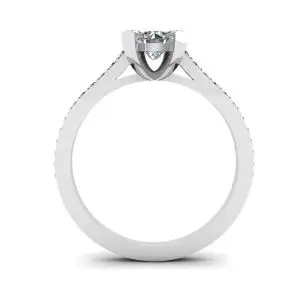 Anillo de diseñador con diamante redondo y pavé - Photo 1