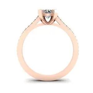 Anillo de diseñador con diamante redondo y pavé de oro rosa - Photo 1