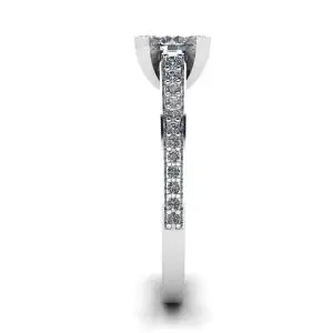 Anillo de diseñador con diamante redondo y pavé - Photo 2