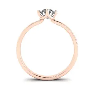 Anillo de diamantes redondos estilo punta invertida en oro rosado - Photo 1