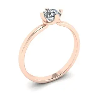 Anillo de diamantes redondos estilo punta invertida en oro rosado - Photo 3