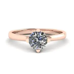 Anillo de diamantes redondos estilo punta invertida en oro rosado