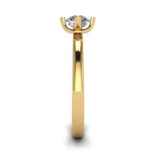 Anillo de diamantes redondos estilo punta invertida en oro amarillo - Photo 2