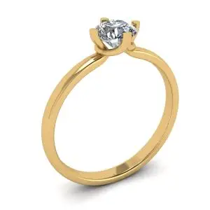 Anillo de diamantes redondos estilo punta invertida en oro amarillo - Photo 3