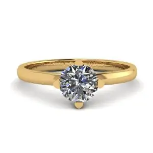 Anillo de diamantes redondos estilo punta invertida en oro amarillo