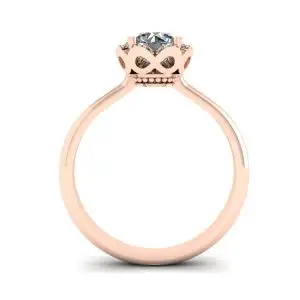 Anillo de encaje con flor de cojín y diamantes en oro rosa - Photo 1