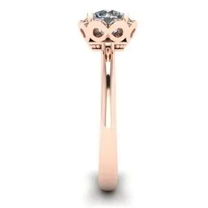 Anillo de encaje con flor de cojín y diamantes en oro rosa - Photo 2