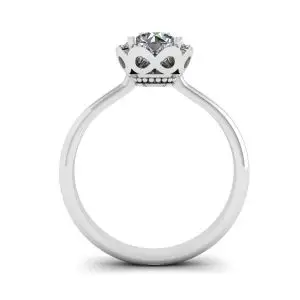 Anillo Cojín Flor Encaje Diamantes Oro Blanco - Photo 1