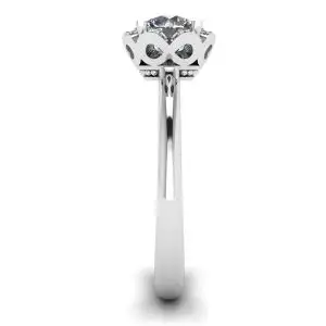 Anillo Cojín Flor Encaje Diamantes Oro Blanco - Photo 2