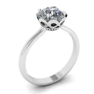 Anillo Cojín Flor Encaje Diamantes Oro Blanco - Photo 3