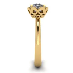 Anillo Cojín Flor Encaje Diamantes Oro Amarillo - Photo 2