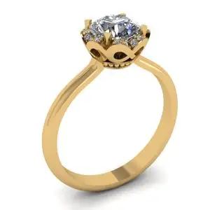 Anillo Cojín Flor Encaje Diamantes Oro Amarillo - Photo 3