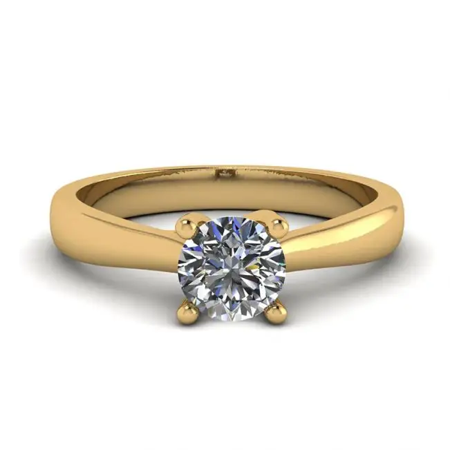 Anillo Puntas Cruzadas con Diamante Redondo Oro Amarillo 18K