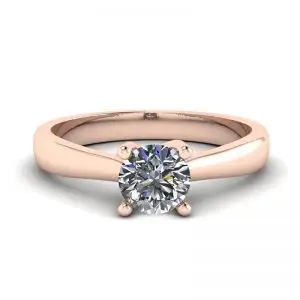 Anillo de Puntas Cruzadas con Diamante Redondo Oro Rosa 18K