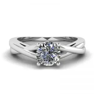 Anillo de cruz X con diamante redondo