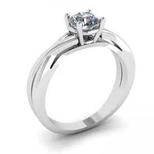 Anillo de cruz X con diamante redondo - Photo 3