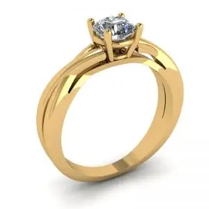 Anillo X Cruz con Diamante Redondo Oro Amarillo - Photo 3