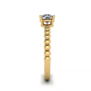 Solitario de diamantes redondos en anillo con cuentas en oro amarillo - Photo 2