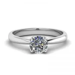 Anillo con montura de pétalo y diamante redondo