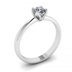 Anillo con montura de pétalo y diamante redondo - Photo 3