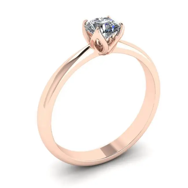 Anillo con montura de pétalo y diamante redondo en oro rosa de 18 quilates - Photo 3