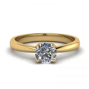 Anillo de engaste de pétalos con diamante redondo en oro amarillo de 18 quilates