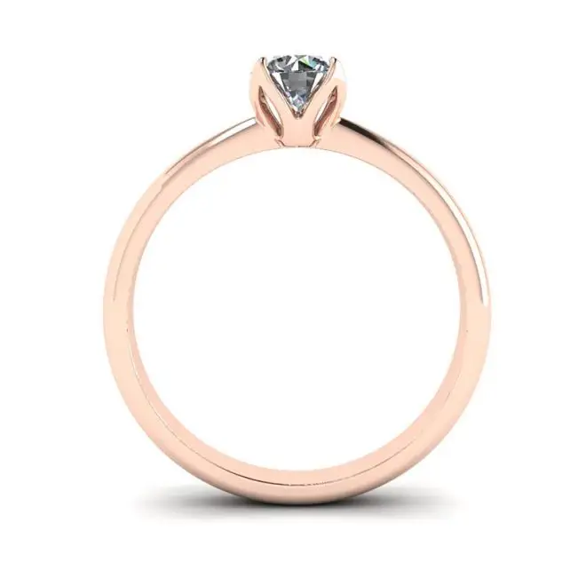 Anillo con montura de pétalo y diamante redondo en oro rosa de 18 quilates - Photo 1