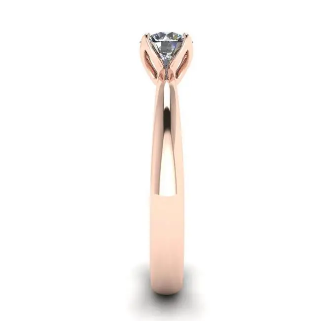 Anillo con montura de pétalo y diamante redondo en oro rosa de 18 quilates - Photo 2